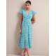 Leila Silk Maxi Dress - Blue Green Feather Print