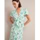 Vivienne Cotton Blend Maxi Dress - Green Palm Floral Print