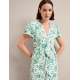 Vivienne Cotton Blend Maxi Dress - Green Palm Floral Print