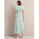 Vivienne Cotton Blend Maxi Dress - Green Palm Floral Print