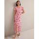 Vivienne Cotton Blend Maxi Dress - Pink Palm Floral Print
