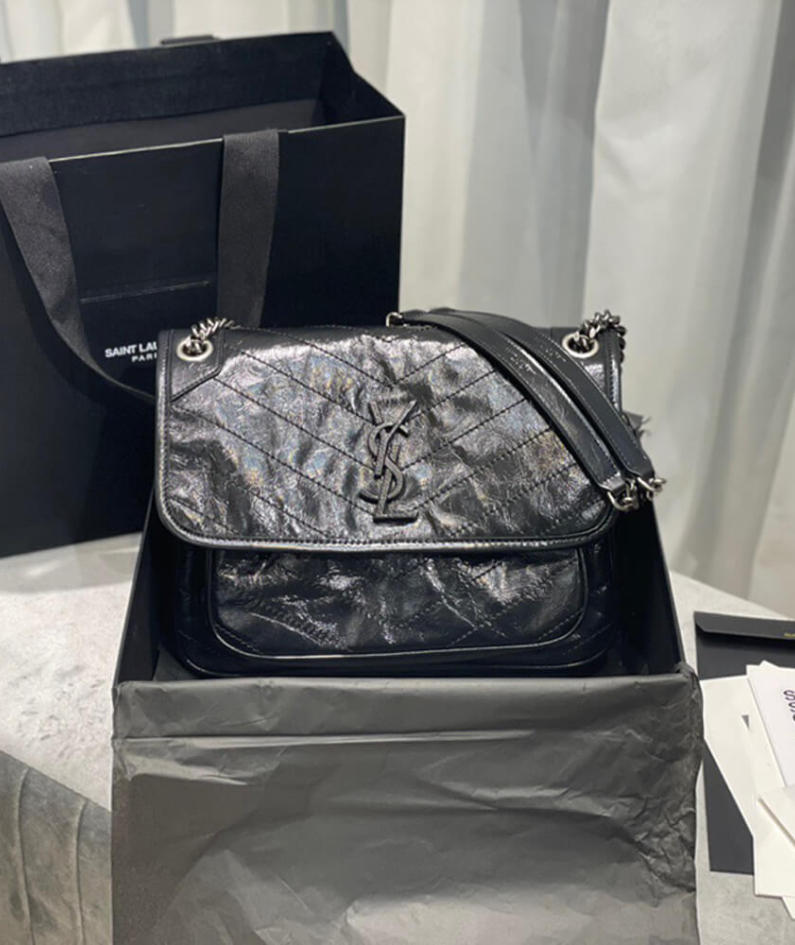 SAINT LAURENT NIKI MEDIUM IN CRINKLED VINTAGE LEATHER