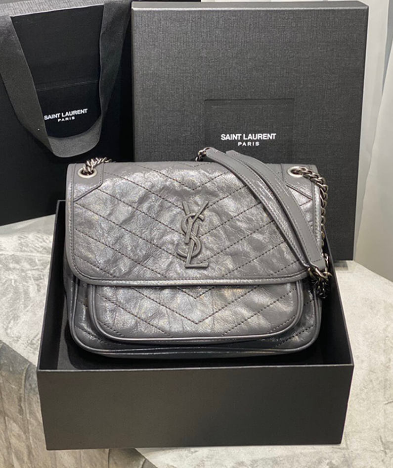 SAINT LAURENT NIKI MEDIUM IN CRINKLED VINTAGE LEATHER