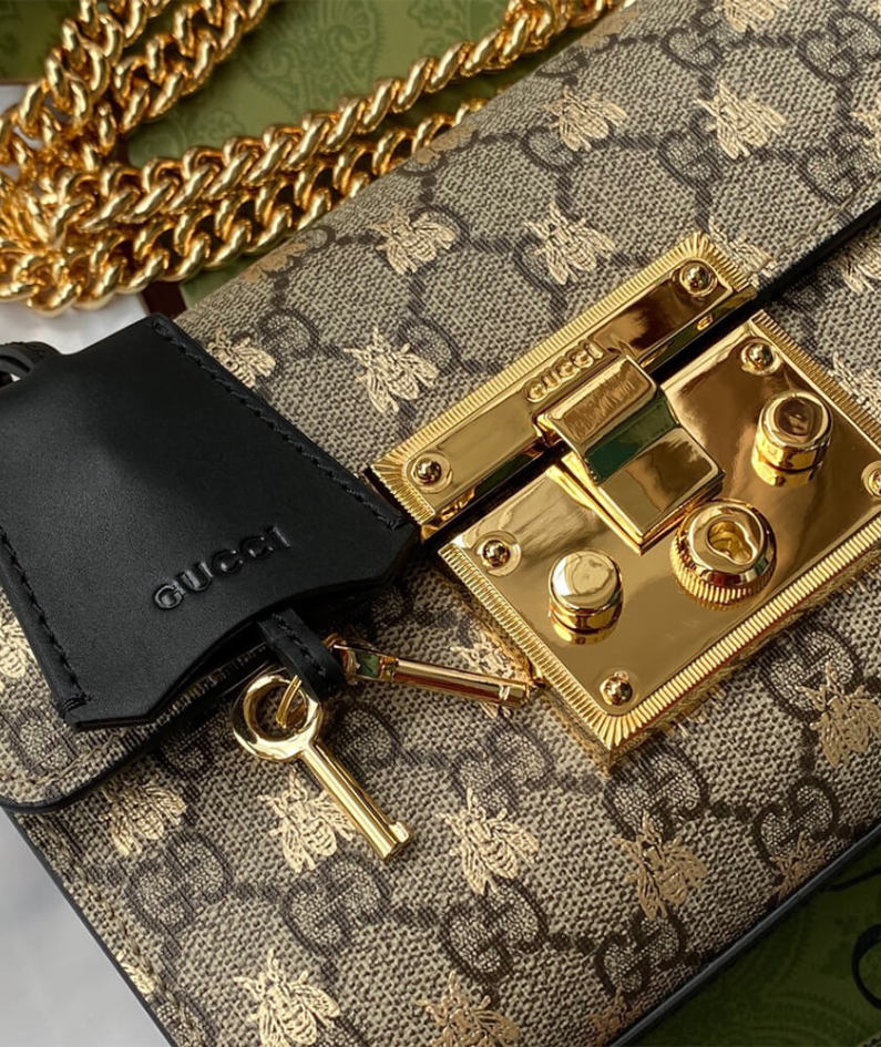 Padlock small GG bees shoulder bag