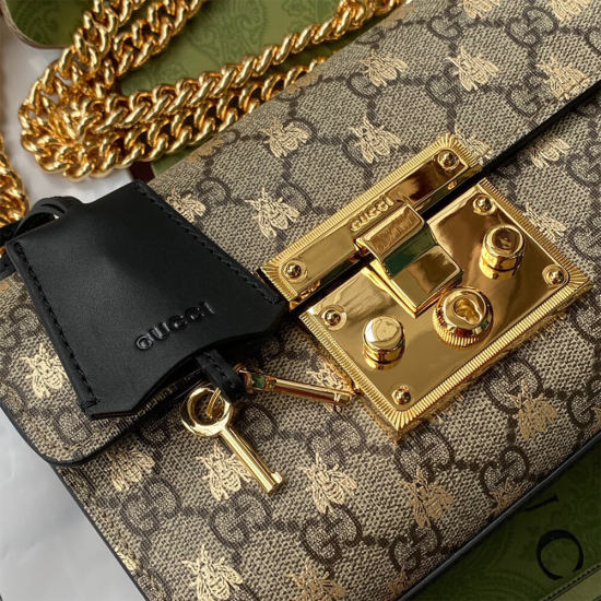 Padlock small GG bees shoulder bag Padlock small GG bees shoulder bag
