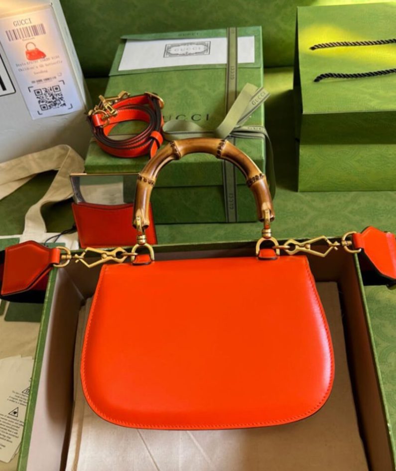 GUCCI BAMBOO 1947 JUMBO GG SMALL TOP HANDLE BAG