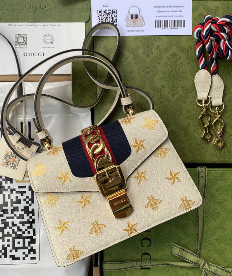 GG Sylvie Bee Star mini leather bag