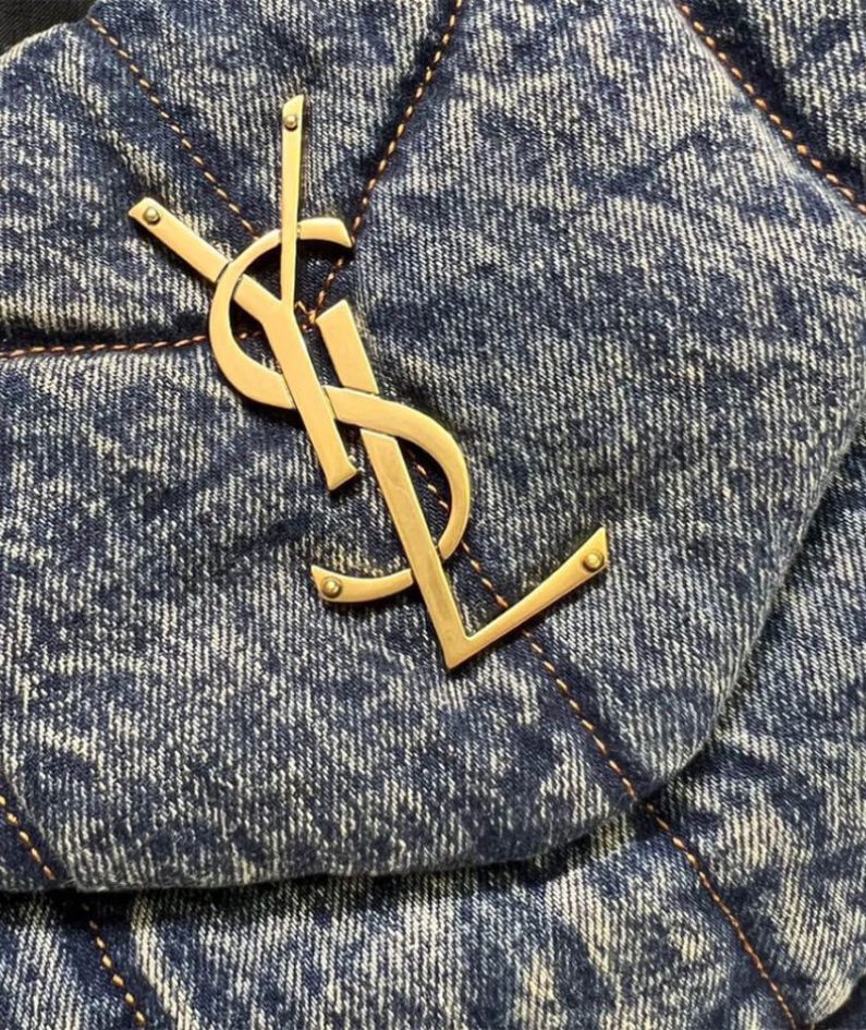 YSL PUFFER MEDIUM IN SUEDE AND DENIM