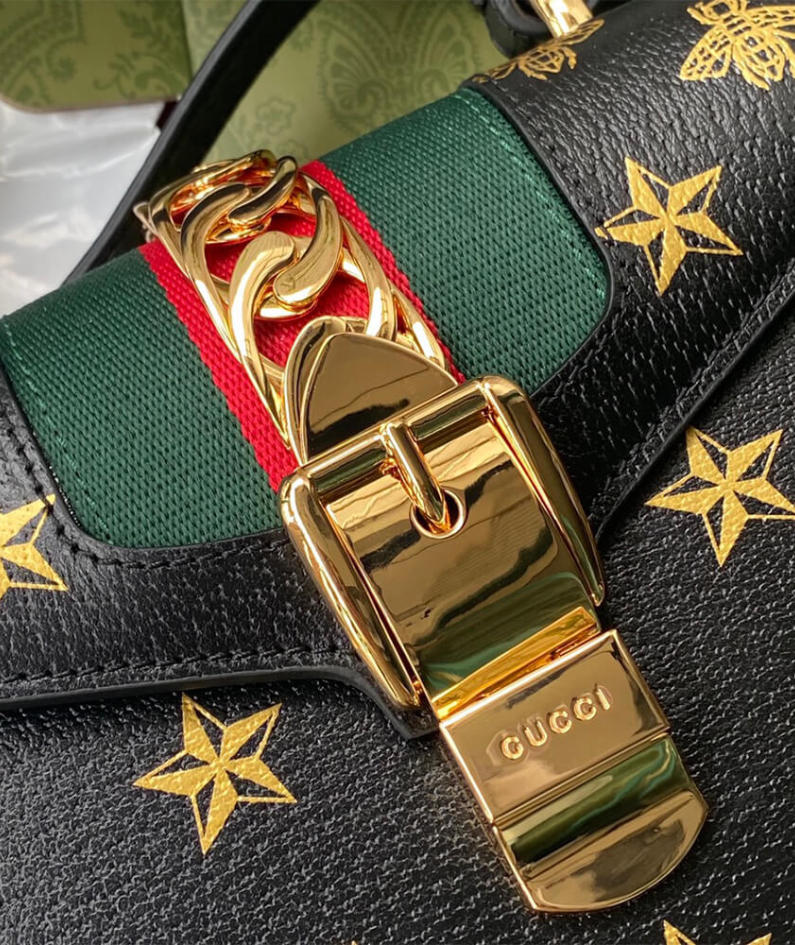 GG Sylvie Bee Star mini leather bag