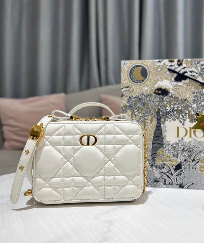 DIOR CARO BOX BAG WITH CHAIN