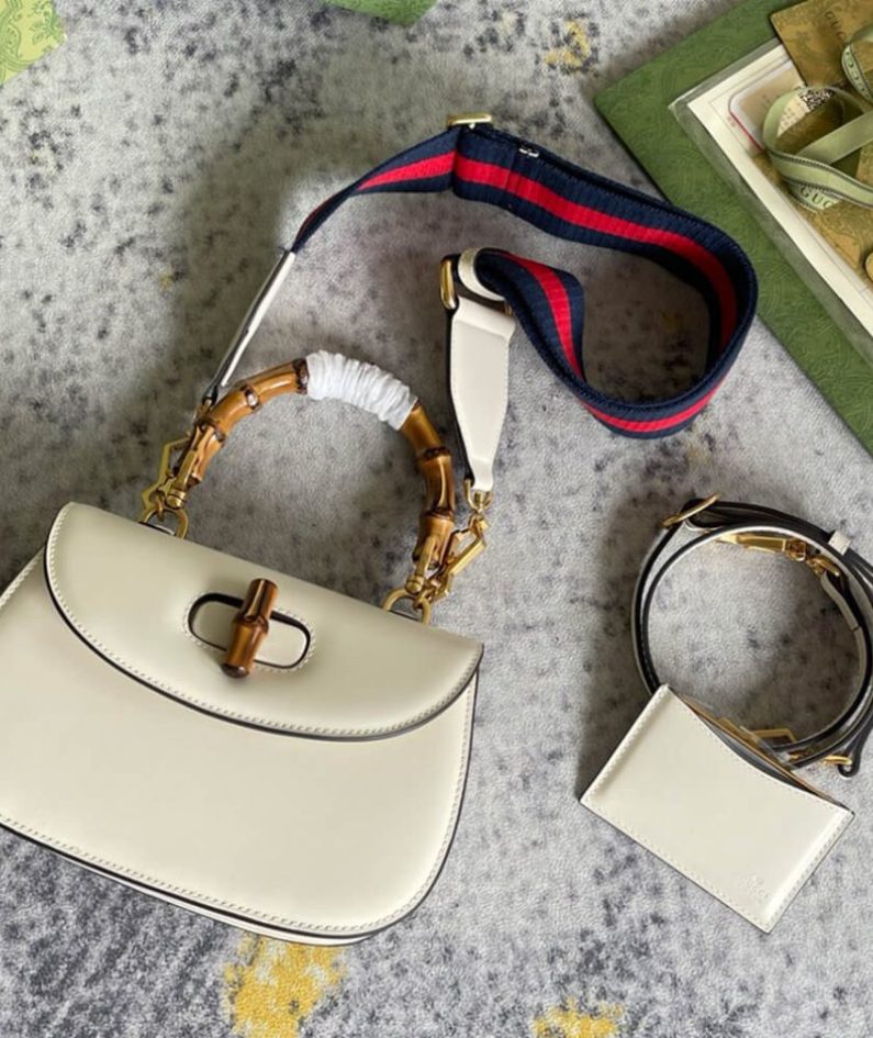 GUCCI BAMBOO 1947 JUMBO GG SMALL TOP HANDLE BAG