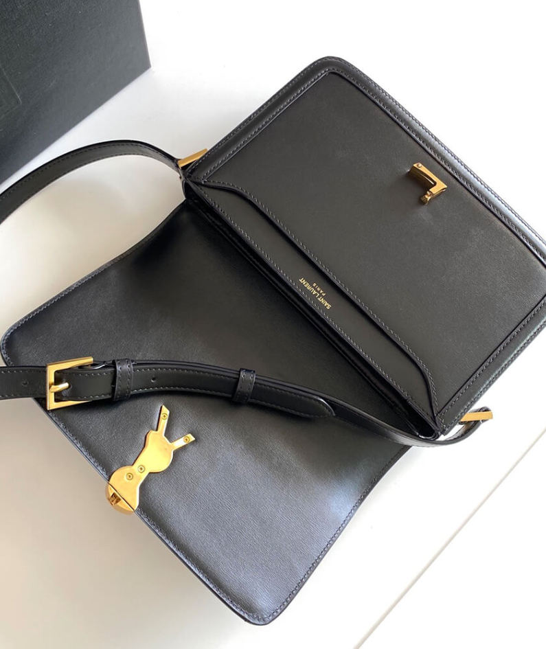 SOLFERINO MEDIUM SATCHEL IN BOX SAINT LAURENT LEATHER