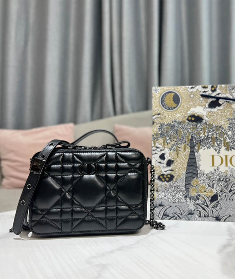 DIOR CARO BOX BAG WITH CHAIN