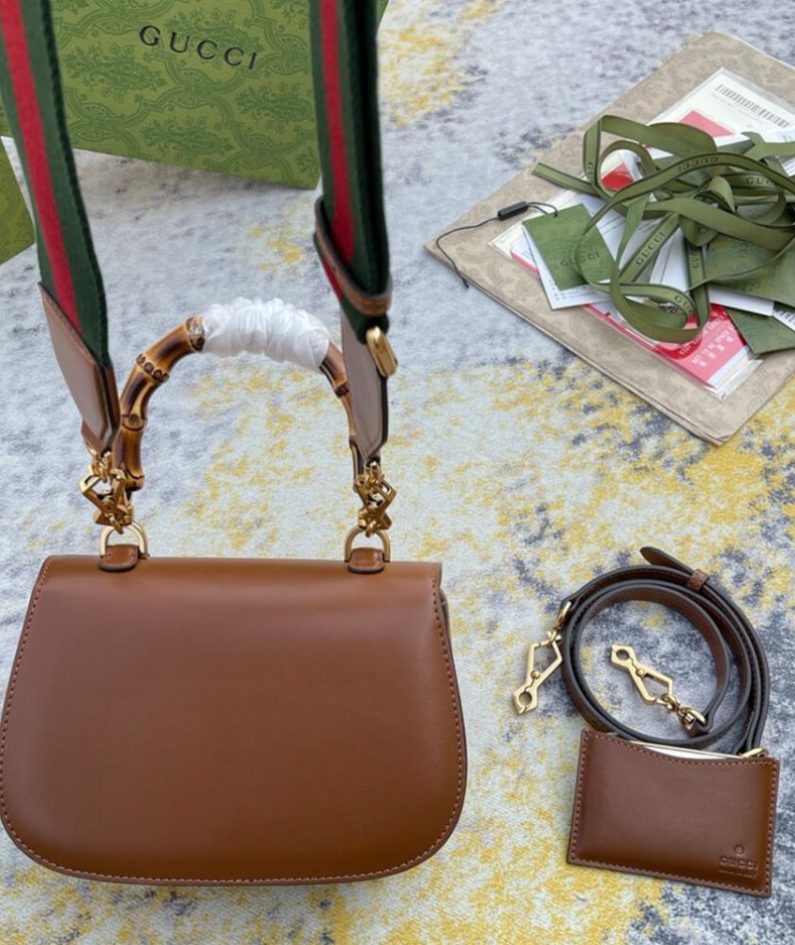GUCCI BAMBOO 1947 JUMBO GG SMALL TOP HANDLE BAG