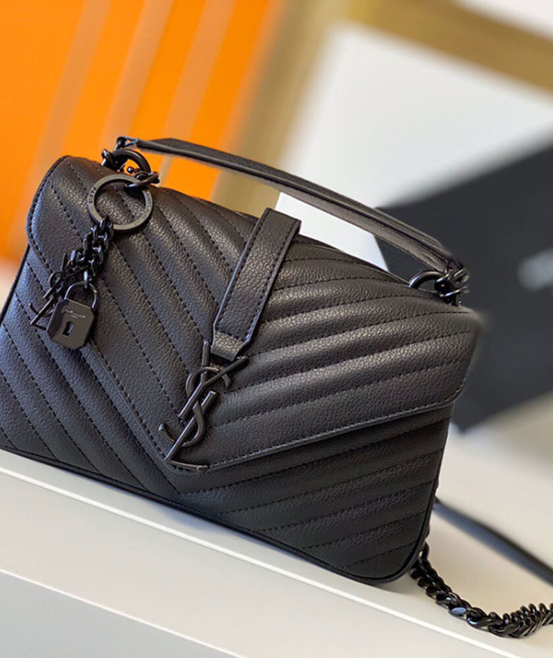 Saint Laurent College quilted-leather satchel bag