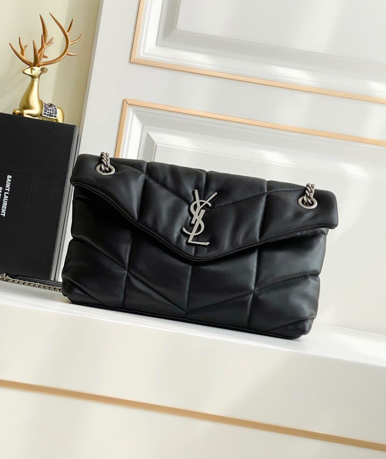 PUFFER SMALL CHAIN BAG IN QUILTED LAMBSKIN