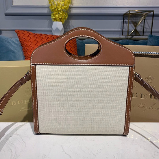 Pocket Medium leather-trimmed canvas tote Pocket Medium leather-trimmed canvas tote