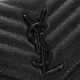 Saint Laurent Chain-strap YSL-plaque grained-leather wallet