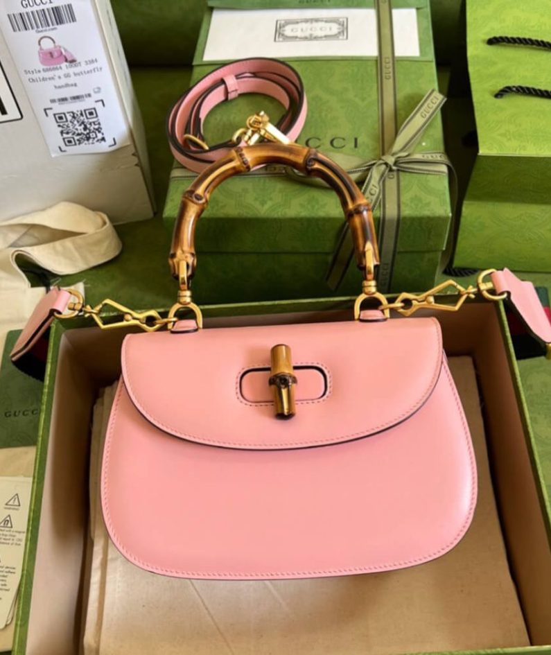 GUCCI BAMBOO 1947 JUMBO GG SMALL TOP HANDLE BAG