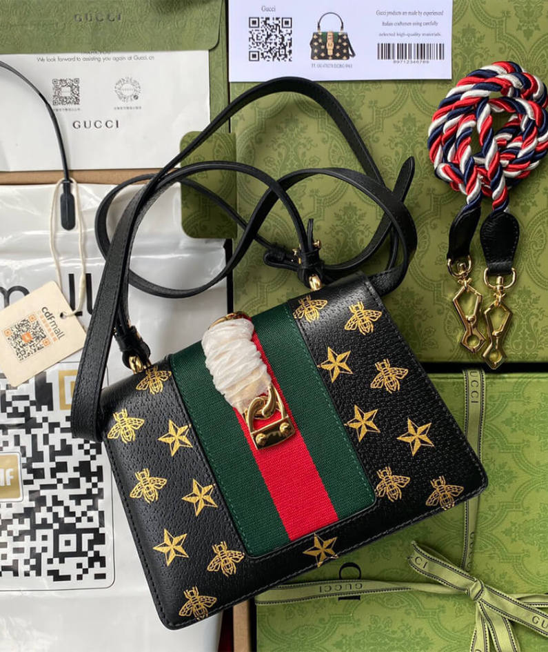 GG Sylvie Bee Star mini leather bag