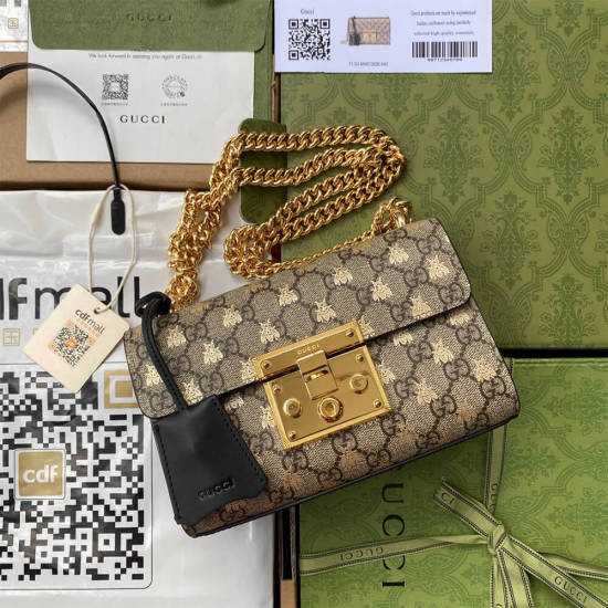Padlock small GG bees shoulder bag Padlock small GG bees shoulder bag