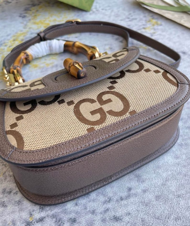 GUCCI BAMBOO 1947 JUMBO GG SMALL TOP HANDLE BAG