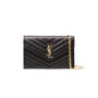 Saint Laurent Chain-strap YSL-plaque grained-leather wallet