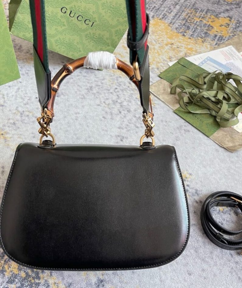 GUCCI BAMBOO 1947 JUMBO GG SMALL TOP HANDLE BAG