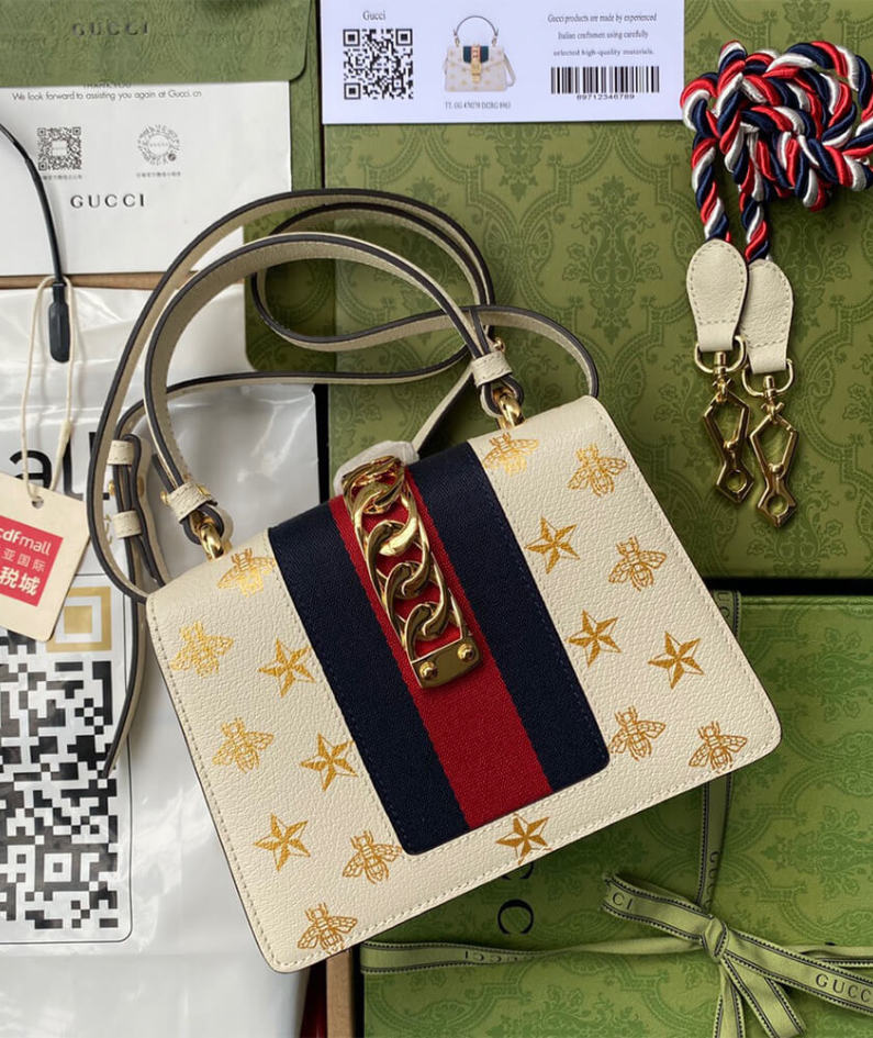 GG Sylvie Bee Star mini leather bag