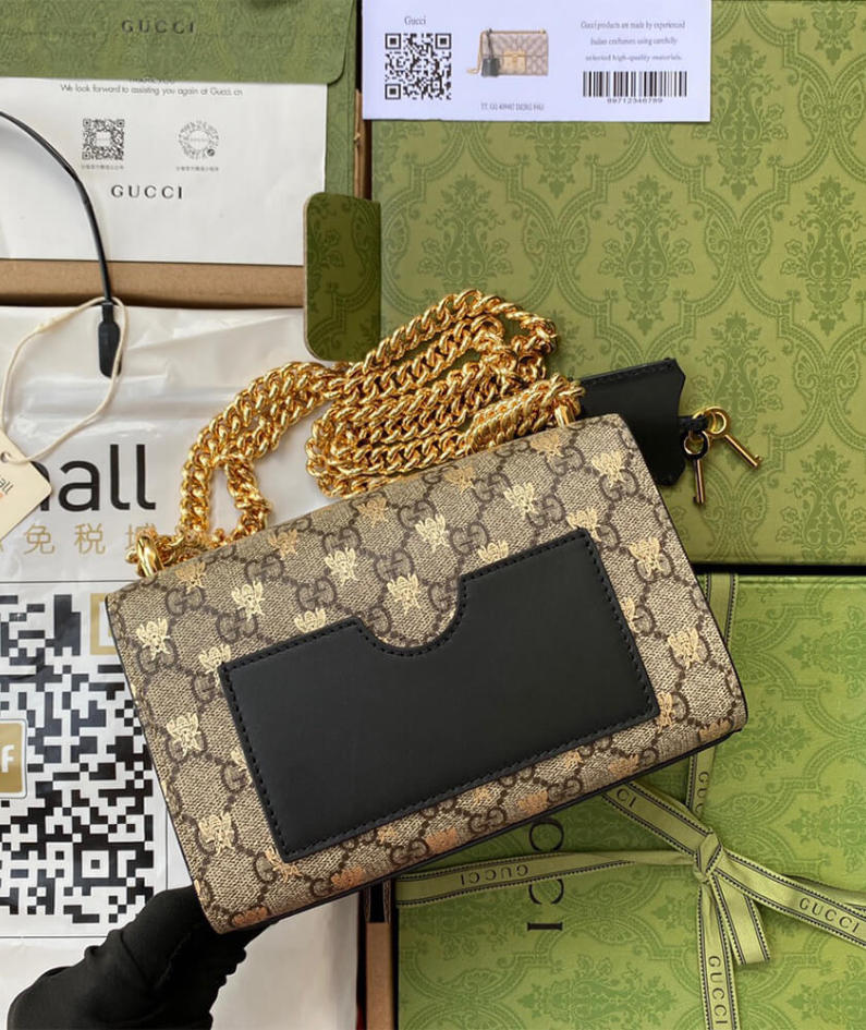 Padlock small GG bees shoulder bag