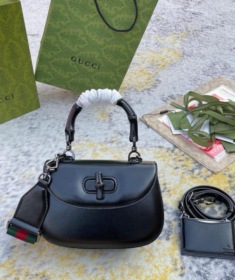 GUCCI BAMBOO 1947 JUMBO GG SMALL TOP HANDLE BAG