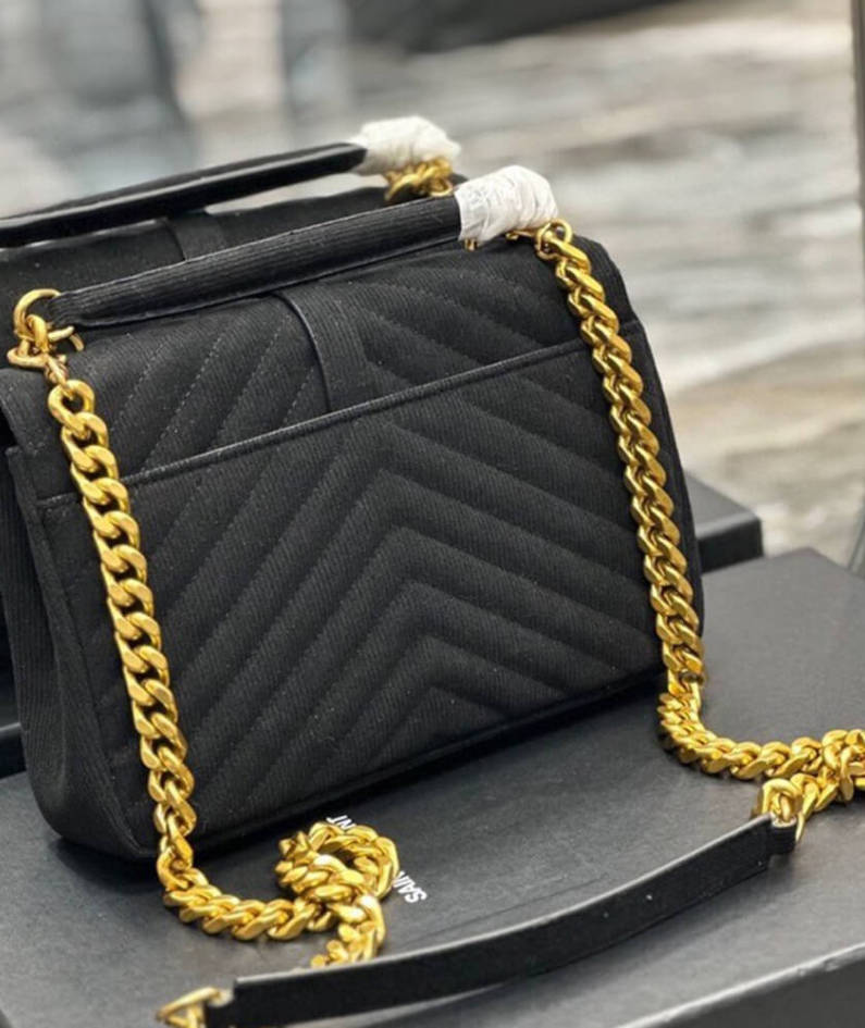 COLLEGE MEDIUM CHAIN BAG IN QUILTED SUEDE