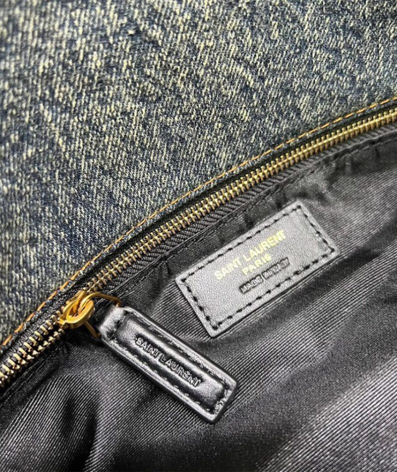 YSL PUFFER MEDIUM IN SUEDE AND DENIM