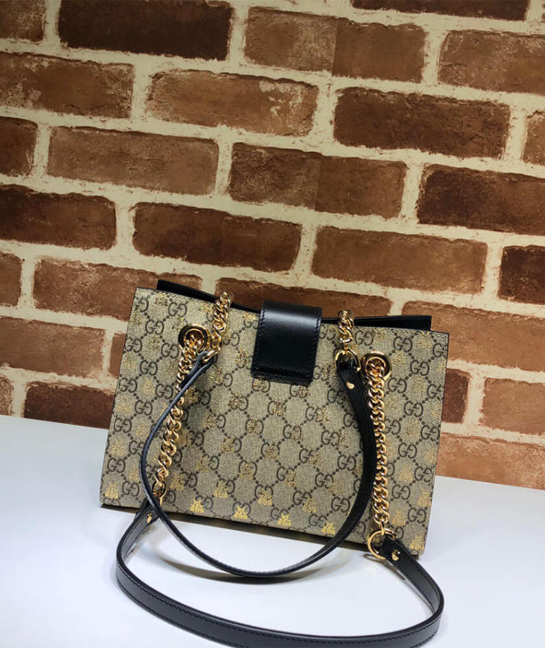 GG Padlock small GG bees shoulder bag