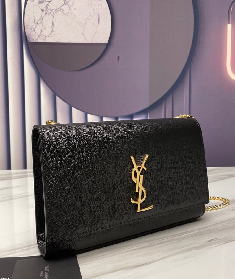 KATE MEDIUM CHAIN BAG IN GRAIN DE POUDRE EMBOSSED LEATHER