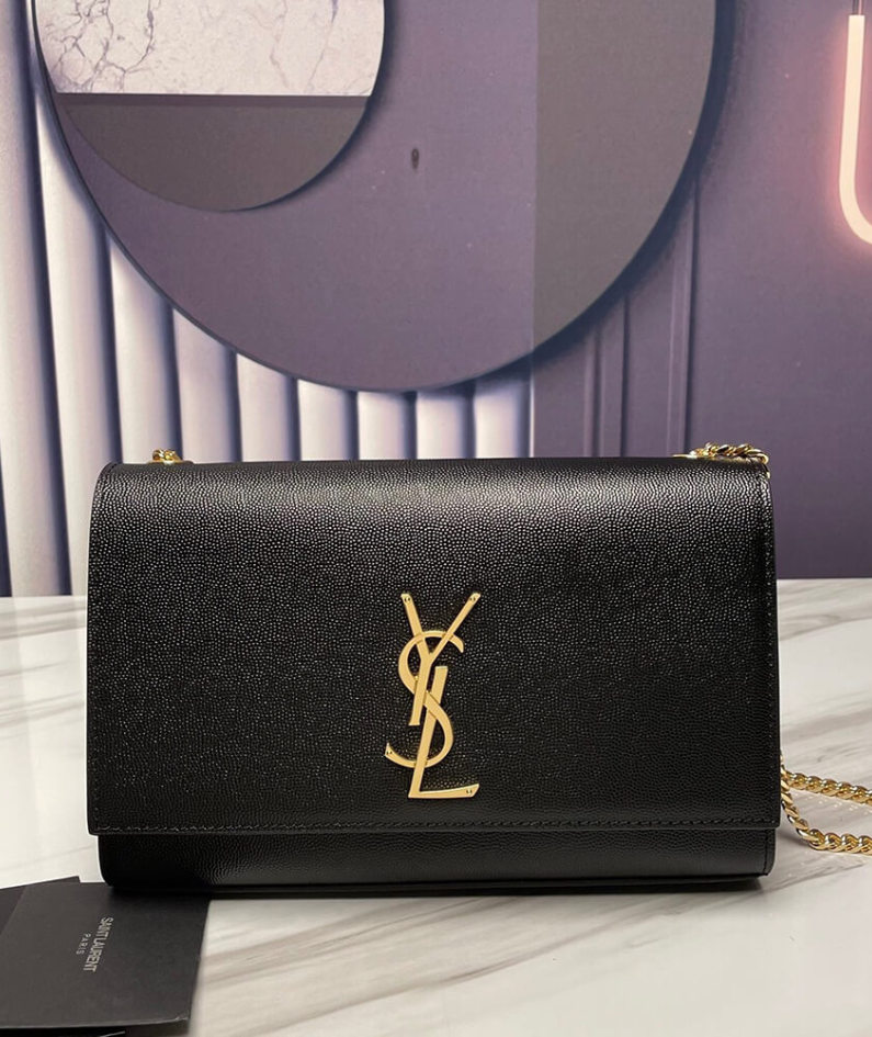 KATE MEDIUM CHAIN BAG IN GRAIN DE POUDRE EMBOSSED LEATHER