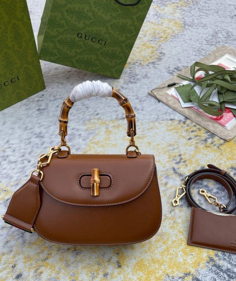 GUCCI BAMBOO 1947 JUMBO GG SMALL TOP HANDLE BAG
