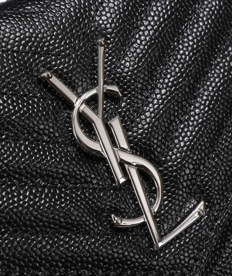 Saint Laurent Chain-strap YSL-plaque grained-leather wallet