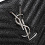 Saint Laurent Chain-strap YSL-plaque grained-leather wallet