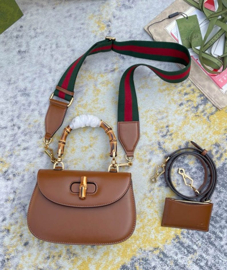 GUCCI BAMBOO 1947 JUMBO GG SMALL TOP HANDLE BAG