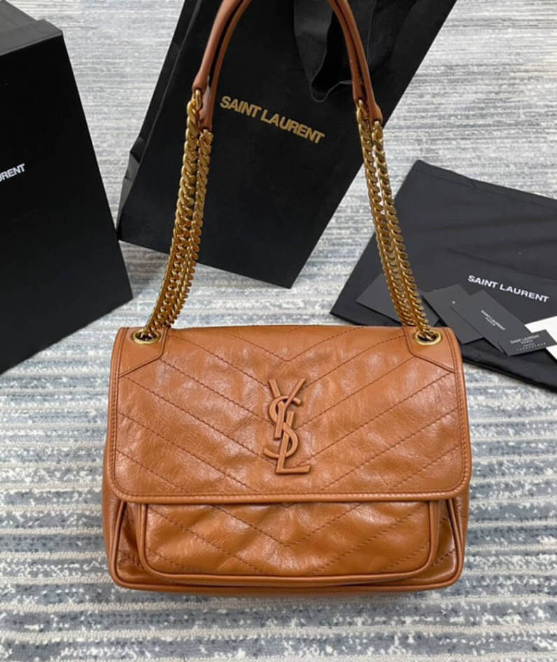 SAINT LAURENT NIKI MEDIUM IN CRINKLED VINTAGE LEATHER