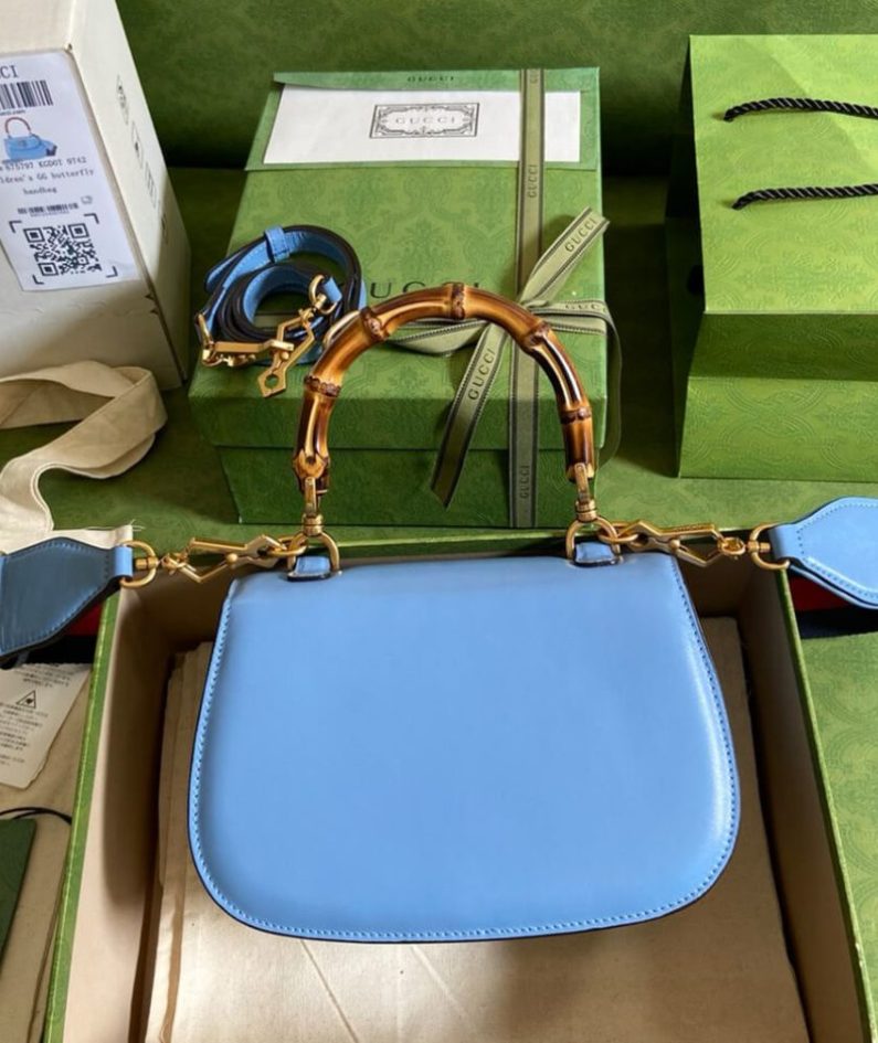 GUCCI BAMBOO 1947 JUMBO GG SMALL TOP HANDLE BAG