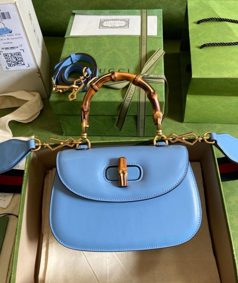 GUCCI BAMBOO 1947 JUMBO GG SMALL TOP HANDLE BAG
