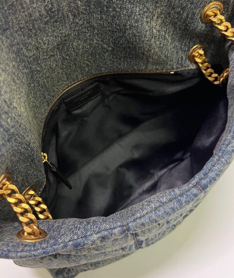 YSL PUFFER MEDIUM IN SUEDE AND DENIM