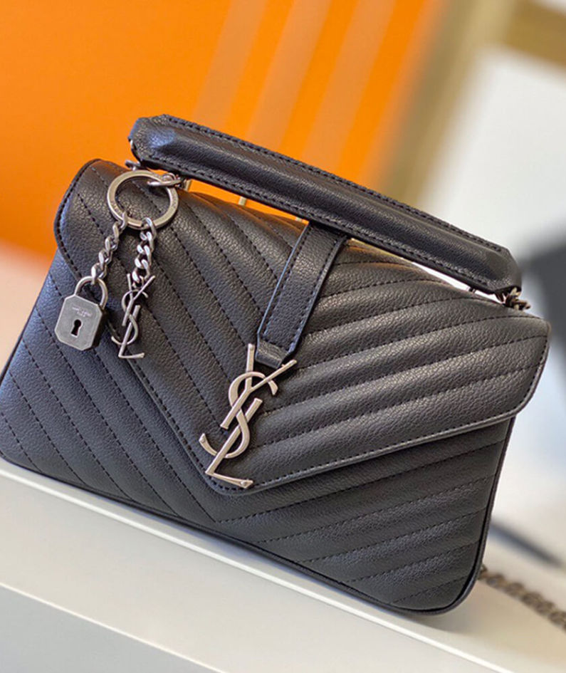 Saint Laurent College quilted-leather satchel bag