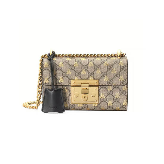 Padlock small GG bees shoulder bag Padlock small GG bees shoulder bag