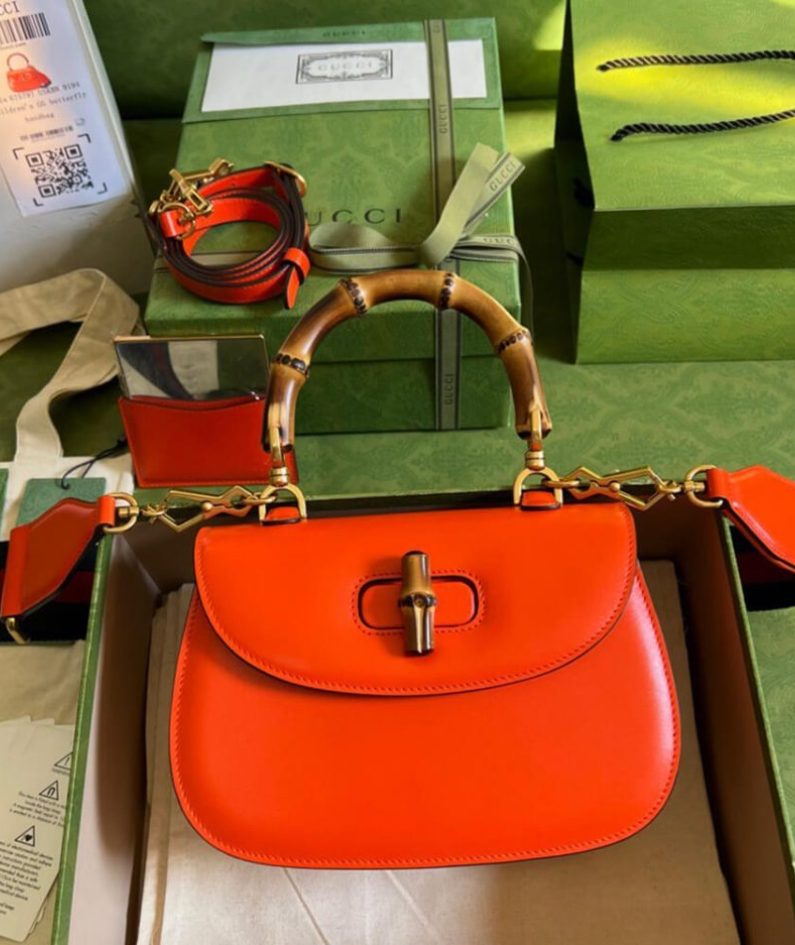 GUCCI BAMBOO 1947 JUMBO GG SMALL TOP HANDLE BAG