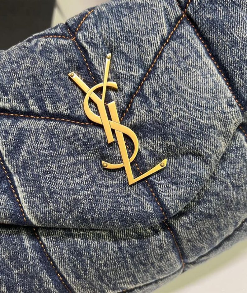 YSL PUFFER SMALL IN SUEDE AND DENIM