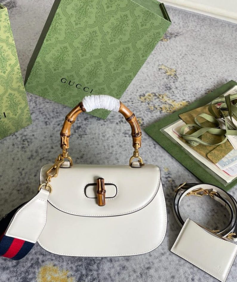 GUCCI BAMBOO 1947 JUMBO GG SMALL TOP HANDLE BAG