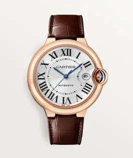 BALLON BLEU DE CARTIER WATCH 40 mm, automatic movement, 18K Rose gold, leather